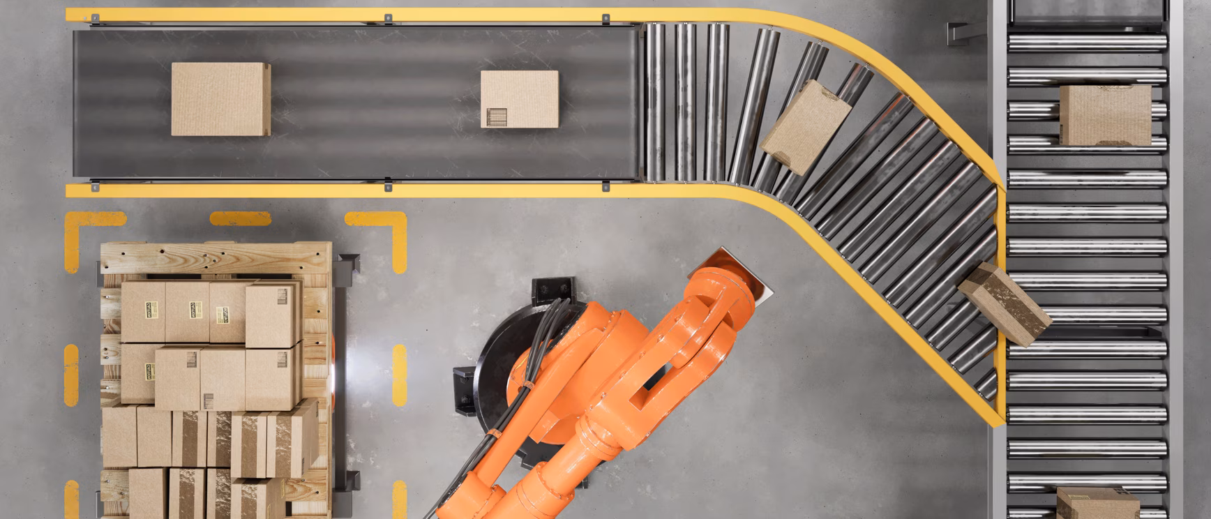 Robotic machinery on factory floor